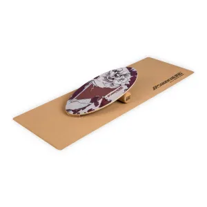 BoarderKING Indoorboard Allrounder, ravnotežna deska, podloga, valj, les/pluta, naravna