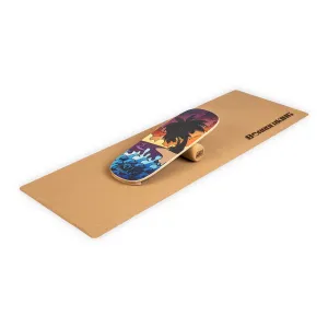 BoarderKING Indoorboard Classic, ravnotežna deska, podloga, valj, les/pluta, rdeča #3365