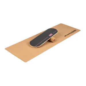 BoarderKING Indoorboard Classic, ravnotežna deska, podloga, valj, les/pluta, rdeča
