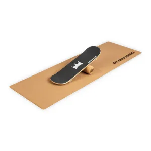 BoarderKING Indoorboard Skate, ravnotežna deska, podloga, valj, les/pluta, črna