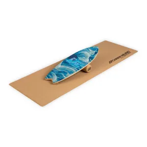 BoarderKING Indoorboard Wave, deska za držanje ravnotežja, podložka, valj, les/pluta #4748