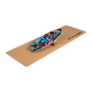BoarderKING Indoorboard Wave, deska za držanje ravnotežja, podložka, valj, les/pluta #4749