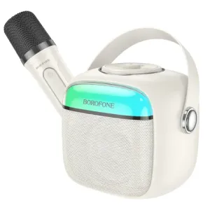 Borofone BP15 Bluetooth Karaoke mikrofon + zvočnik, belo
