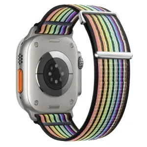 BStrap Velcro Nylon pašček za Apple Watch 38/40/41mm, black rainbow