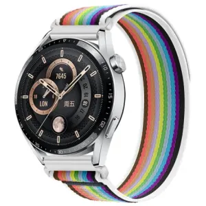 BStrap Velcro Nylon pašček za Huawei Watch GT 42mm, white rainbow