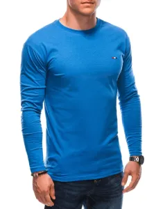 Modra bombažna majica z dolgimi rokavi in manjšim našitkom L164 #154335