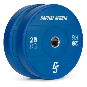 Capital Sports Nipton 2021, kolutne uteži, bumper plate, 2 x 20 kg, Ø 54 mm, kaljena guma