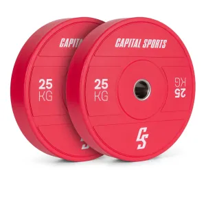 Capital Sports Nipton 2021, kolutne uteži, bumper plate, 2 x 25 kg, Ø 54 mm, kaljena guma