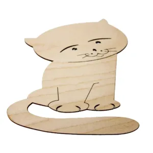 Podstavek za skodelico / Živalski motiv: mačka (leseni)