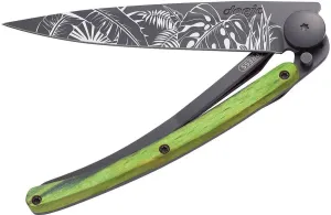Žepni nož Deejo 1GB161 Tattoo 37g, zelena bukev, Jungle
