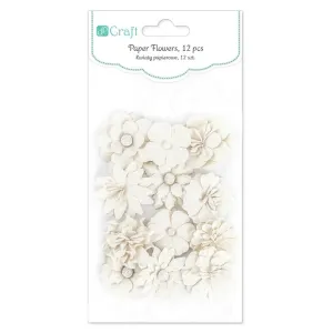 Papirni cvetovi beli - pakiranje 12 kom  (dekoracije iz)