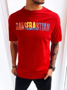 Originalna rdeča moška majica z barvastim napisom