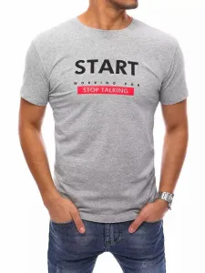 Svetlo siva majica z napisom Start