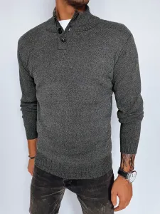 Trendovski grafit pulover z zapenjanjem na gumbe