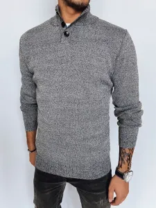 Trendovski siv pulover z zapenjanjem na gumbe