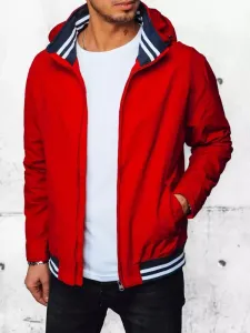 Rdeča prehodna jakna s kapuco