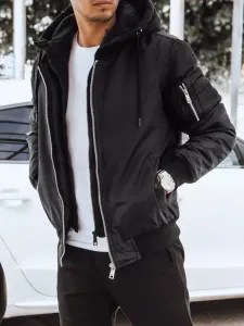 Stilska črna bomber jakna s kapuco