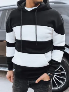 Atraktiven pulover s kapuco v črno beli barvi