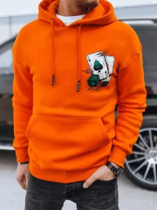 Brezčasen oranžen pulover z motivom kart