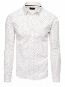 Bombažna bela srajca z rjavim vzorcem