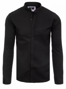 Elegantna črna srajca s stoječim ovratnikom