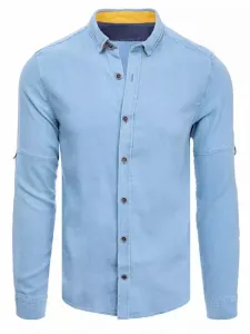 Modra bombažna srajca v ležernem stilu