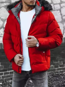 Atraktivna rdeča zimska jakna s kapuco