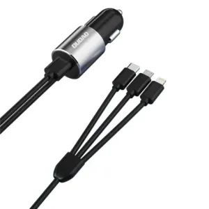 Dudao R5Pro avto polnilec + kabel Lightning / USB-C / Micro USB 3.4A, črna #136612