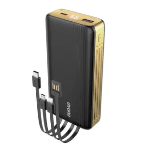 Dudao K4Pro USB Power Bank 20000mAh + kabel Lightning / USB-C / Micro USB, črna/zlato #136555