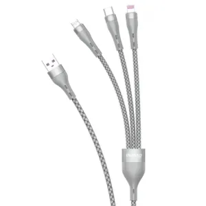 Dudao L20X 3in1 kabel USB - Lightning / microUSB / USB-C 65W 1.2m, siva #136628