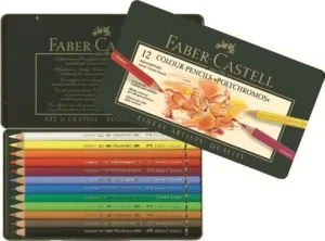 Barvice Polychromos set - 12 kom - kovinska embalaža (Faber)