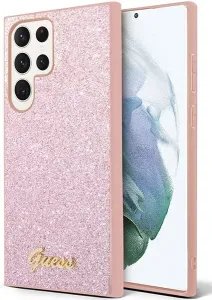 Ovitek Guess Samsung Galaxy S23 Ultra pink hard case Glitter Script (GUHCS23LHGGSHP)