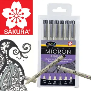 Set flomastrov za tehnično risanje SAKURA Pigma Micron / 6 delni ()