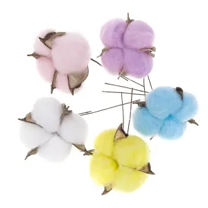 Barvni bombažni cvetovi - komplet 5 kosov (posušeni bombažni)