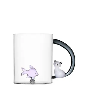 Steklena skodelica z držalom za ribe in mačke — Ichendorf