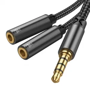 Joyroom Splitter avdio kabel 3.5mm mini jack / 2x 3.5mm mini jack M/F, črna #140824
