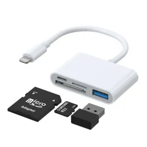 Joyroom S-H142 čitalec kartic SD / TF / USB OTG / Lightning, bela #140854