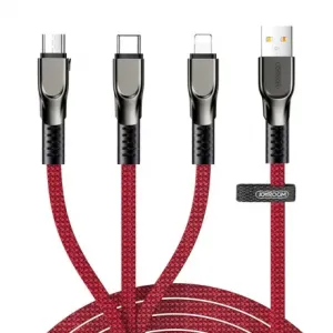 Joyroom 3in1 kabel USB - Lightning / Lightning / USB-C 3.5A 1.3m, rdeča #140806