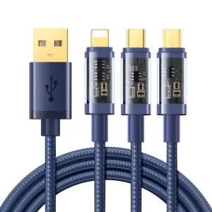 Joyroom 3in1 kabel USB - USB-C / Lightning / micro USB 3.5A 1.2m, modro #140879