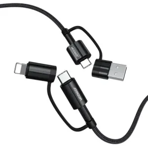 Joyroom 4in1 kabel USB-C / USB - USB-C / Lightning QC PD 3A 60W 1.2m, črna #140761