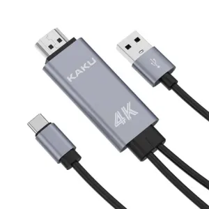 KAKU KSC-557 kabel USB - USB-C / HDMI 4K 1m, siva #141016
