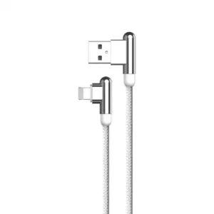 KAKU Elbow kabel USB / Lightning 3.2A 1.2m, belo #140939