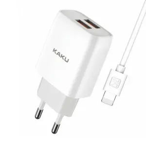 KAKU Charger polnilnik 2x USB 15W 2.4A + Lightning kabel 1m, bela #140986