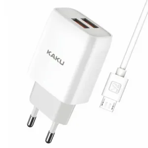 KAKU Charger polnilnik 2x USB 15W 2.4A + Micro USB kabel 1m, bela #140987