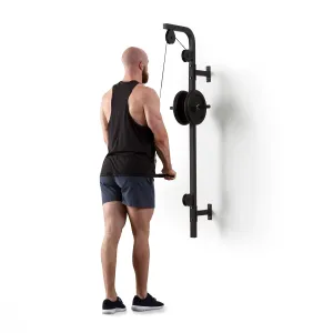 KLARFIT Hangman, vadbeni škripec, montaža na steno, 100 kg, 2,5 m kabel, drog za tricepse, črn