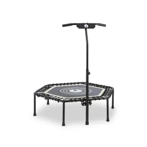 KLARFIT Jumpanatic, fitnes trampolin, 44“ / 112 cm Ø, ročaj, zložljivi, bele barve
