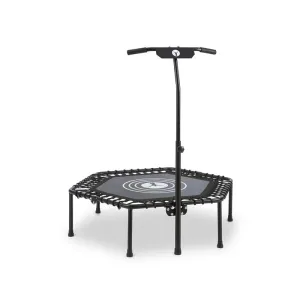 KLARFIT Jumpanatic Fitnes trampolin,44“ / 112 cm Ø, ročaj, zložljivi, črne barve