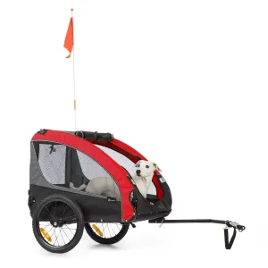 KLARFIT Husky Race prikolica za pse, 282L, 40KG, 600D, oksfordsko platno, rdeča barva