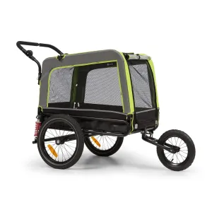 KLARFIT Husky Vario, 2-v-1, prikolica za psa, voziček za pse, cca 240 L, 600D, Oxfort, zelena barva