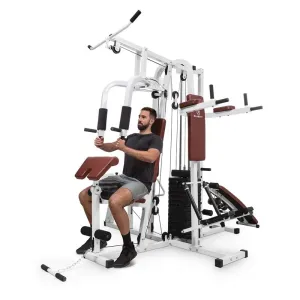 KLARFIT Ultimate Gym 9000, 7 postaj, do 120 kg, QR jeklo, bela